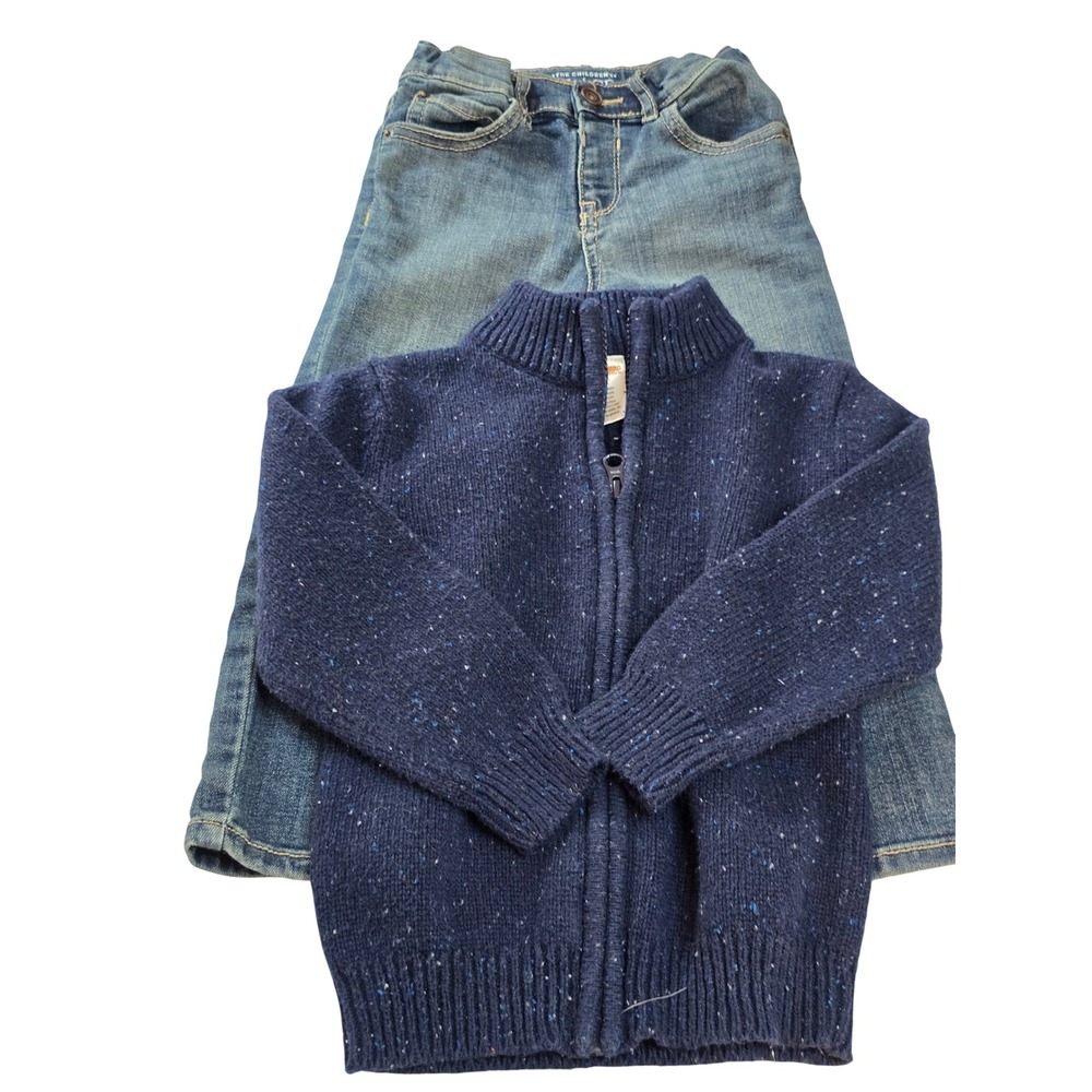 Gymboree Navy Marled Sweater & The Children's Place Straight Jeans Set 3T Bundle